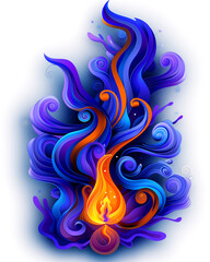 Fototapeta premium a colorful painting of a fire with a lot of smoke coming out of it