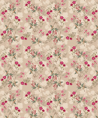 Floral seamless allover pattern with abstract background.