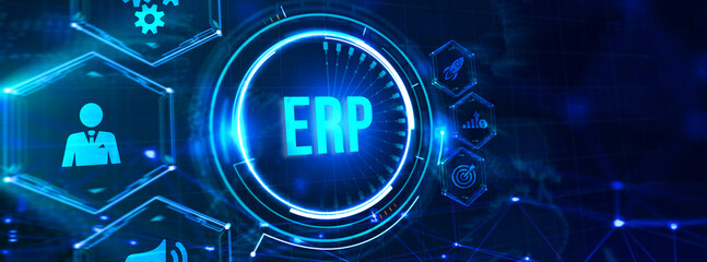 Business, Technology, Internet and network concept. Enterprise resource planning ERP concept.  3d illustration