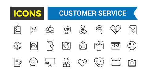 Customer Service and Support Icon Collection. Simple web icons set