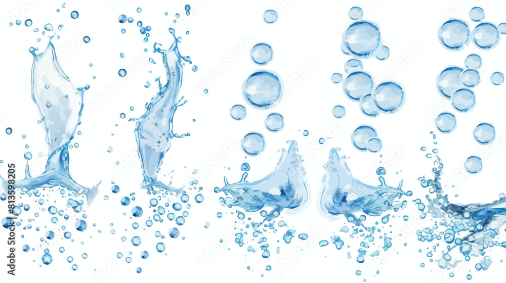 Aufkleber Dynamic water splashes and bubbles - high resolution isolated on white background for versatile use in design and artwork