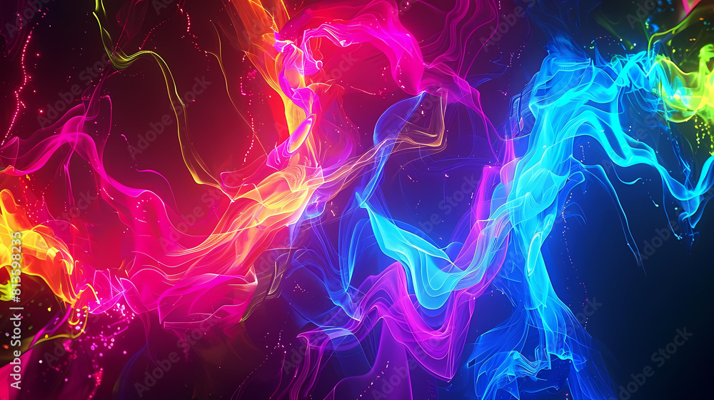 Poster abstract neon synthesis in the shape of a wave
