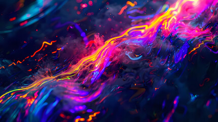 abstract neon synthesis of colors and shapes in the form of paint