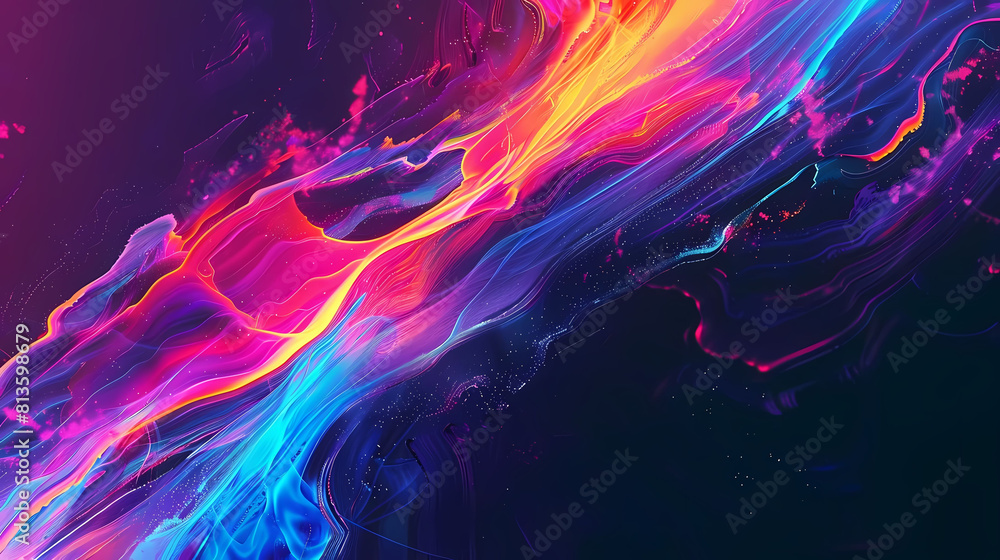 Poster abstract neon synthesis in the shape of a wave