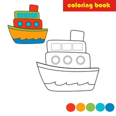 Coloring book for kids, ship vector