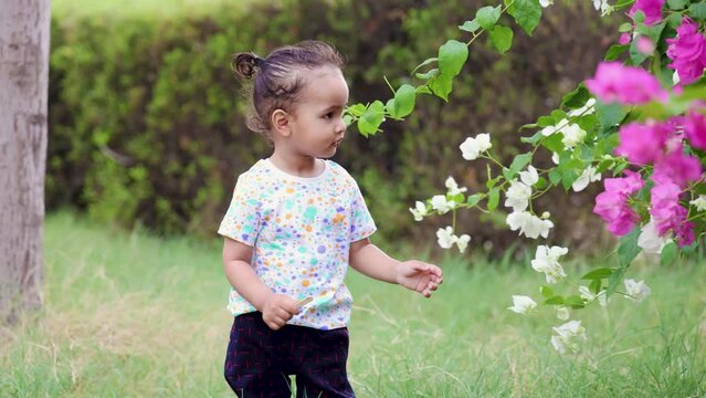 cute toddler standing at outdoor innocent moments at evening