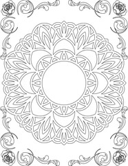 Printable Mandala Coloring Page for Adults. Educational Resources for School for Kids. Adults Coloring Book. Mandala Coloring Activity Worksheet.