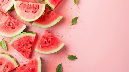 A ripe watermelon surrounded by some watermelon slices