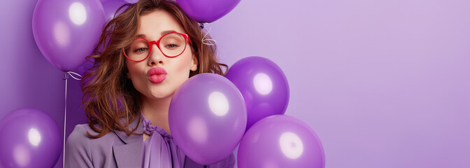 girl with purple balloons