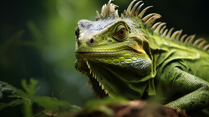 Fototapeta premium green iguana on a branch