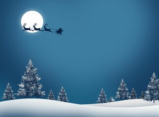 Digital render of a beautiful Christmas greetings background with Santa's reindeer sled © Wirestock