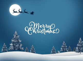 Digital render of a beautiful Christmas greetings background with Santa's reindeer sled © Wirestock