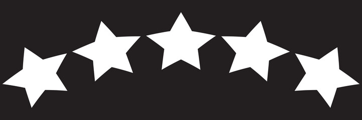 five star icon on white background. 5 star sign. Five star rating. Five stars icon Vector. 