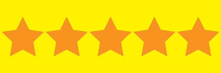Five stars customer product rating review flat icon for apps and websites. five star icon on white background. 5 star sign.