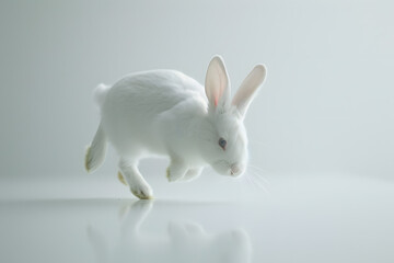 Cute white rabbit isolated on White background