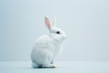 Cute white rabbit isolated on White background