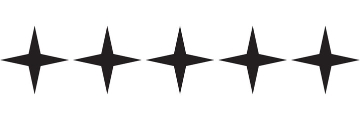 Star icon. Vector yellow isolated five stars. Customer feedback concept. Vector 5 stars rating review. Quality shape design.