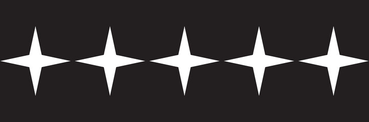 Star icon. Vector yellow isolated five stars. Customer feedback concept. Vector 5 stars rating review. Quality shape design.