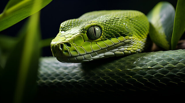 green snake on a branch