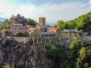 Aerial view of a castle on the hill