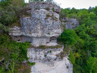 Aerial view of a rocky formation