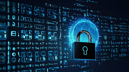 a padlock with a blue background with a blue background Securing the Cyber World with Digital Safety