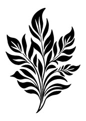 Fototapeta premium Botanical black and white pattern. Abstract plant shapes. Minimalist illustration for printing on wall decorations, for use in graphics, for tattoos. Generated by Ai