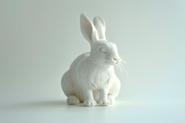 Decor Sculpture, figurine of a white bunny isolated on white background