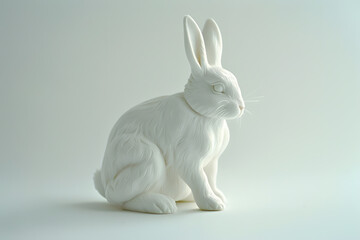 Fototapeta premium Decor Sculpture, figurine of a white bunny isolated on white background