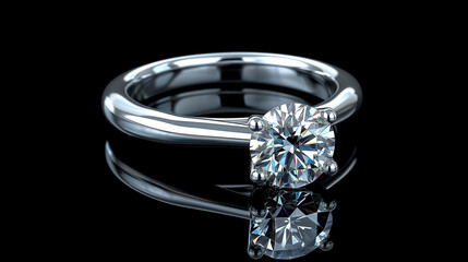 Diamond ring isolated on black background.