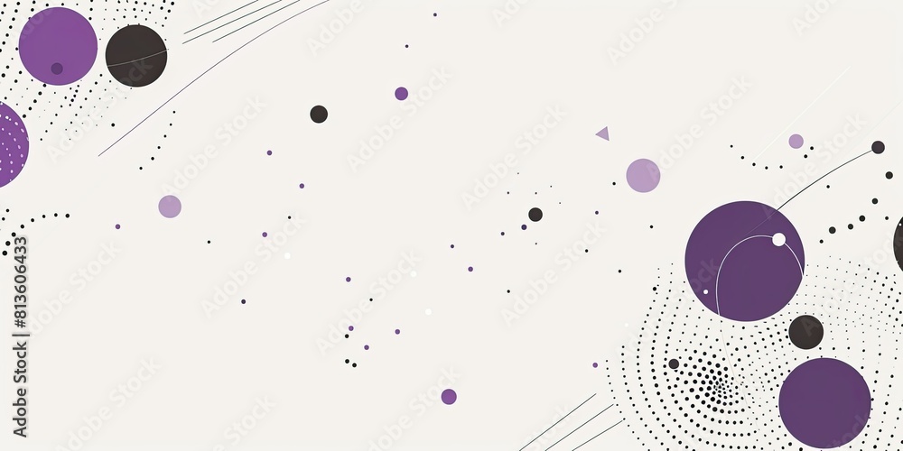 Poster a simple vector graphic design of an abstract pattern using black, white and purple on the right sid