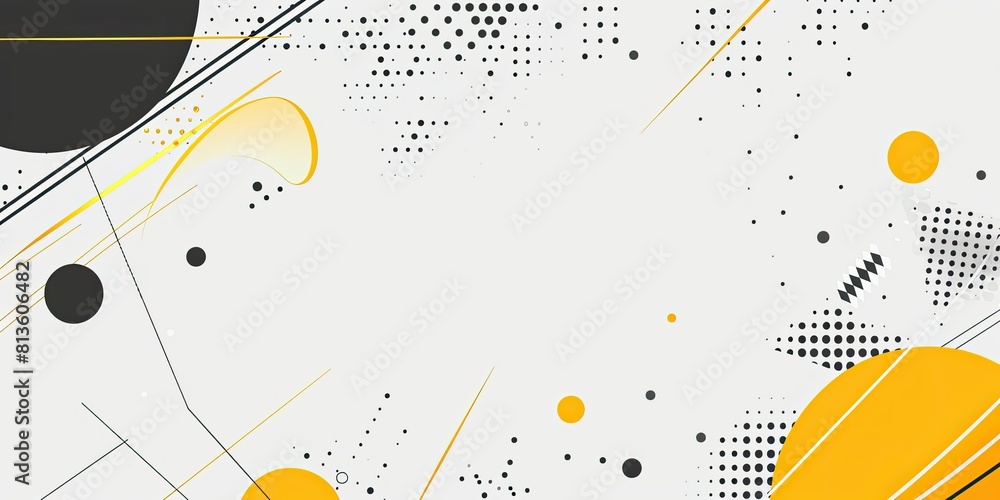 Poster a simple vector graphic design of an abstract pattern using black, white and yellow on the right sid