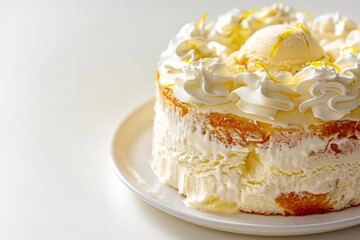 Lemon Sorbet Ice Cream Cake with Vanilla Ice Cream and Lemony Whipped Cream