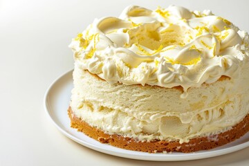 Angel Food Cake and Lemon Sorbet Ice Cream Cake with Vanilla Ice Cream Layers