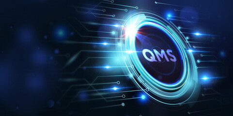 Quality management system business and industrial technology concept. QMS. 3d illustration