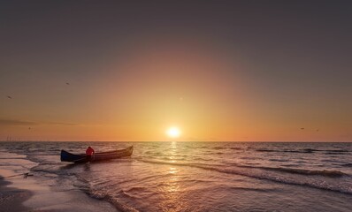 Beautiful seascape against a scenic sunset
