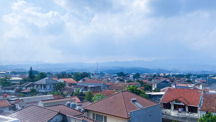 densely populated and congested Bandung city in Java Island Indonesia