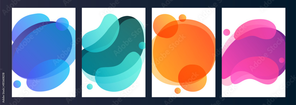 Aufkleber Set of abstract liquid shapes. Bright splashes. Vibrant color backgrounds for creative graphic design. Vector illustration.