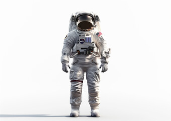 Astronaut in a white space suit and helmet, during a walk