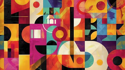 chromatic symphony of shapes and colors in a painting