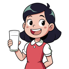 Beautiful Girl with Milk Glass Cartoon Character vector