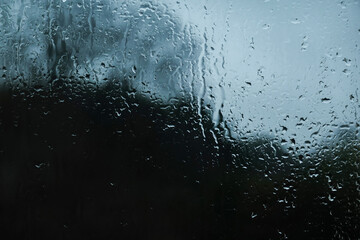 Window Rain, A serene blend of water and glass, Raindrops on Abstract Textured Glass