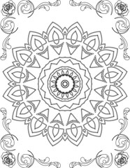 Printable Mandala Coloring Page for Adults. Educational Resources for School for Kids. Adults Coloring Book. Mandala Coloring Activity Worksheet.