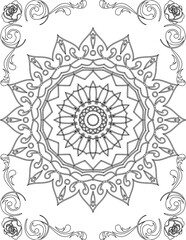 Printable Mandala Coloring Page for Adults. Educational Resources for School for Kids. Adults Coloring Book. Mandala Coloring Activity Worksheet.