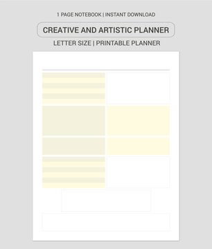 Creative and Artistic Planner Notes | Creative and Artistic Planner Notebook |Creative and Artistic Planner Workbook | Creative and Artistic Planner Log Book | Notebook Printable Planner | Letter Size