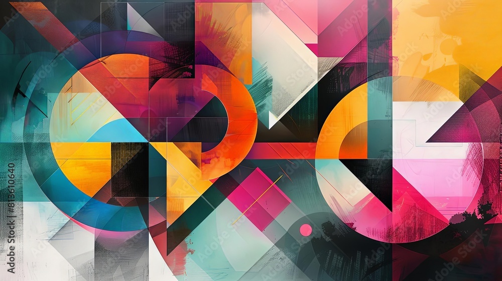 Poster creative geometry in color space with a multicolored design