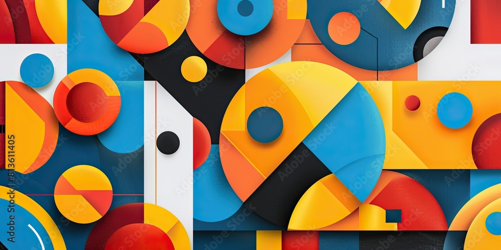 Poster design an abstract geometric pattern using bold shapes and contrasting colors. the background should