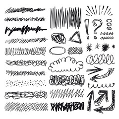 vector hand drawn scribble set