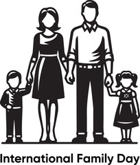 International Family Day with Silhouette of a mother, father and daughter son kid child