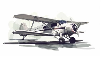 Naklejka premium Iconic plane flat design side view symbolic representation theme water color black and white